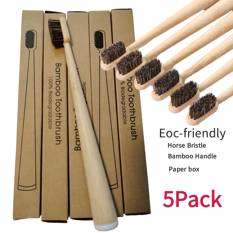 Bamboo Toothbrush Set - 5 шт. бамбуковых зубных щеток с