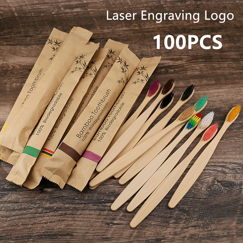 Bamboo Toothbrush Set - 50/100 шт. индивидуальные бамбуковые зубные щетки