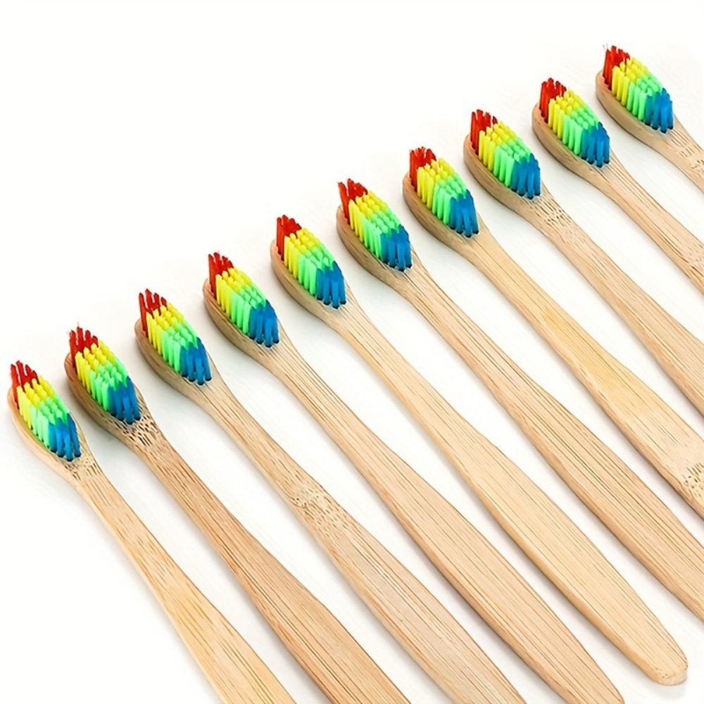 Bamboo Toothbrush Set - 2 портативные бамбуковые зубные щетки радужных