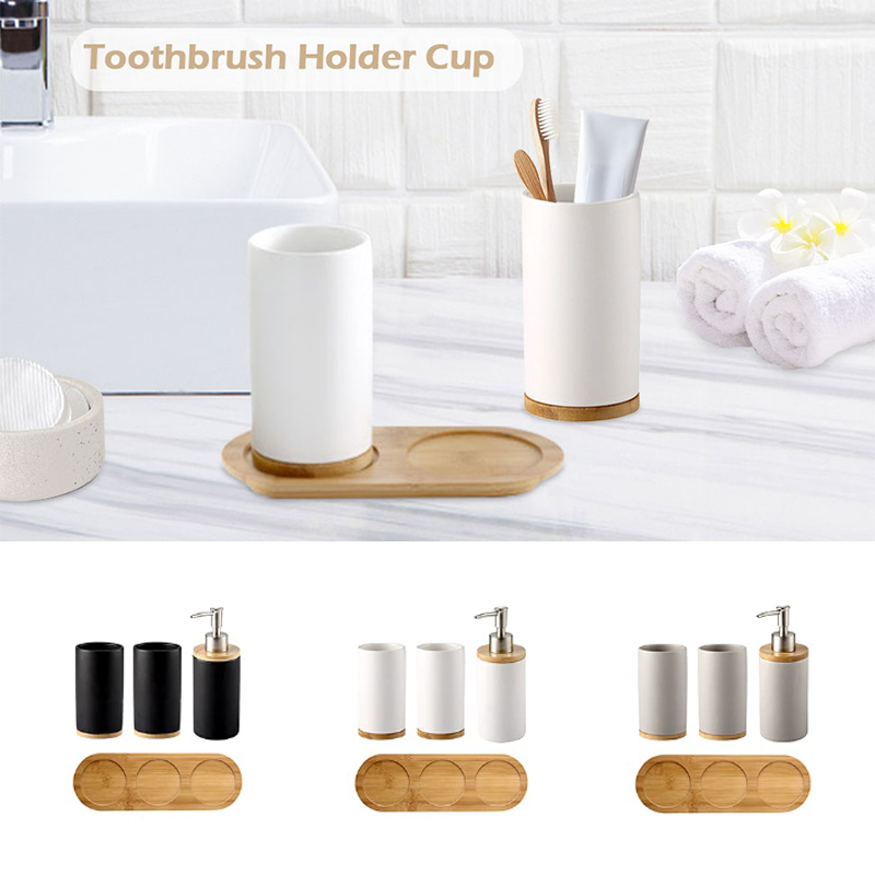 Bamboo Toothbrush Set - Керамический набор для ванной комнаты, тонкая