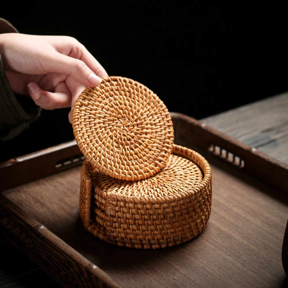Sustainable Living Eco Friendly - Подставки из ротанга 6 шт., плетеные