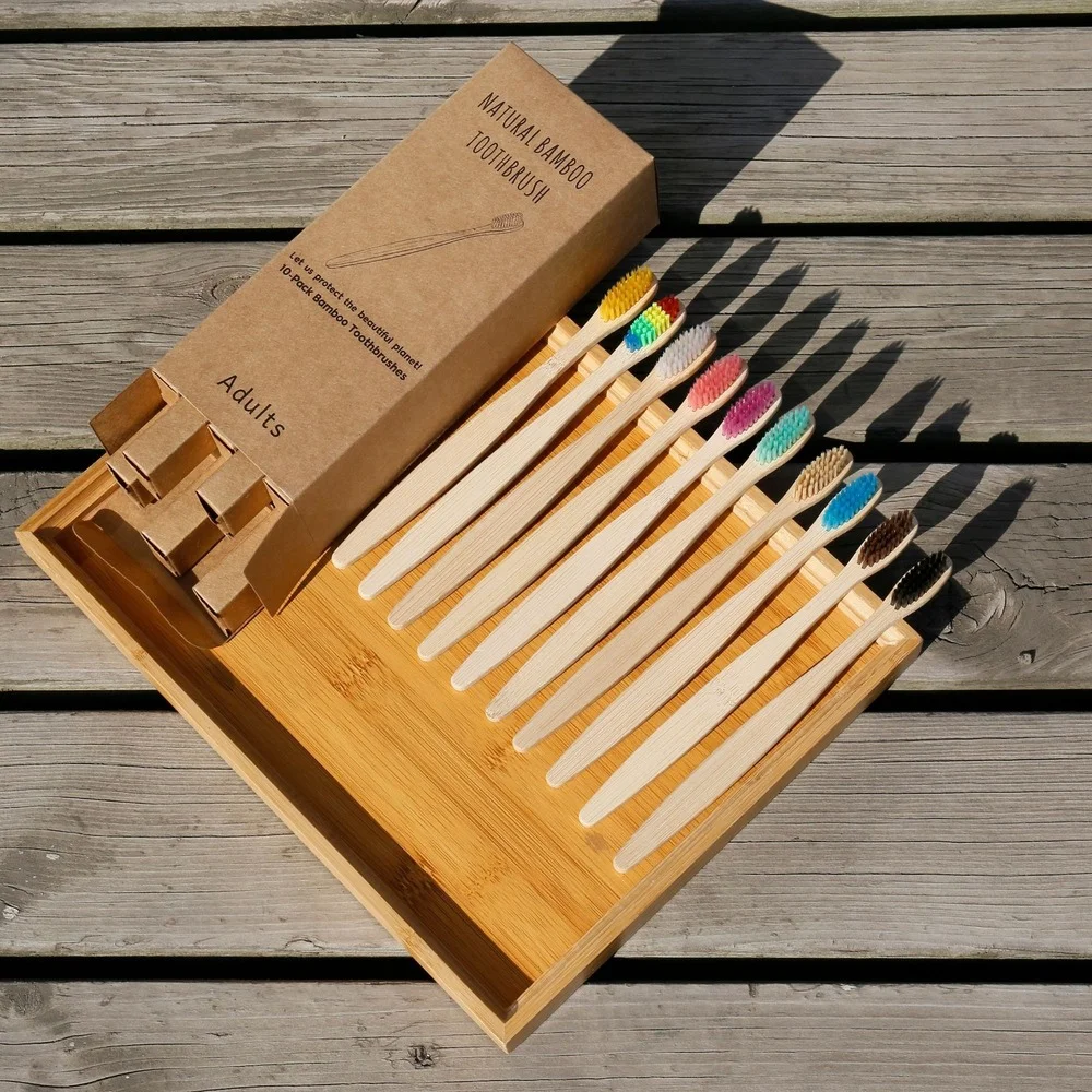 Набор из 10 цветных зубных щет – обзор и цена Bamboo Toothbrush Set